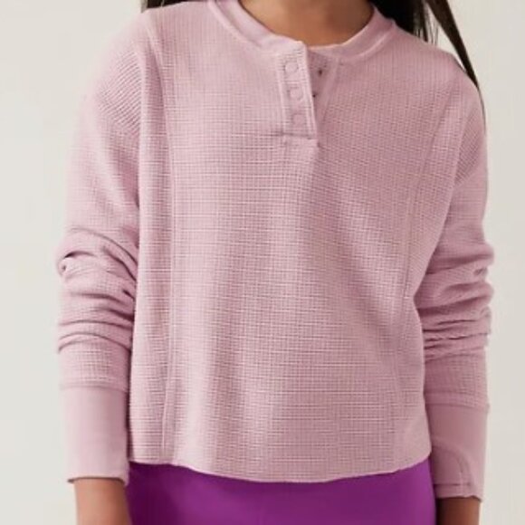Girls Size Medium (8/10) Athleta Girl Settle In Waffle Sweatshirt - Daisy Purple - Picture 1 of 10